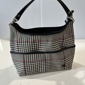 VIntage Lauren Ralph Lauren Houndstooth Hobo Shoulder Bag Handbag Purse Small